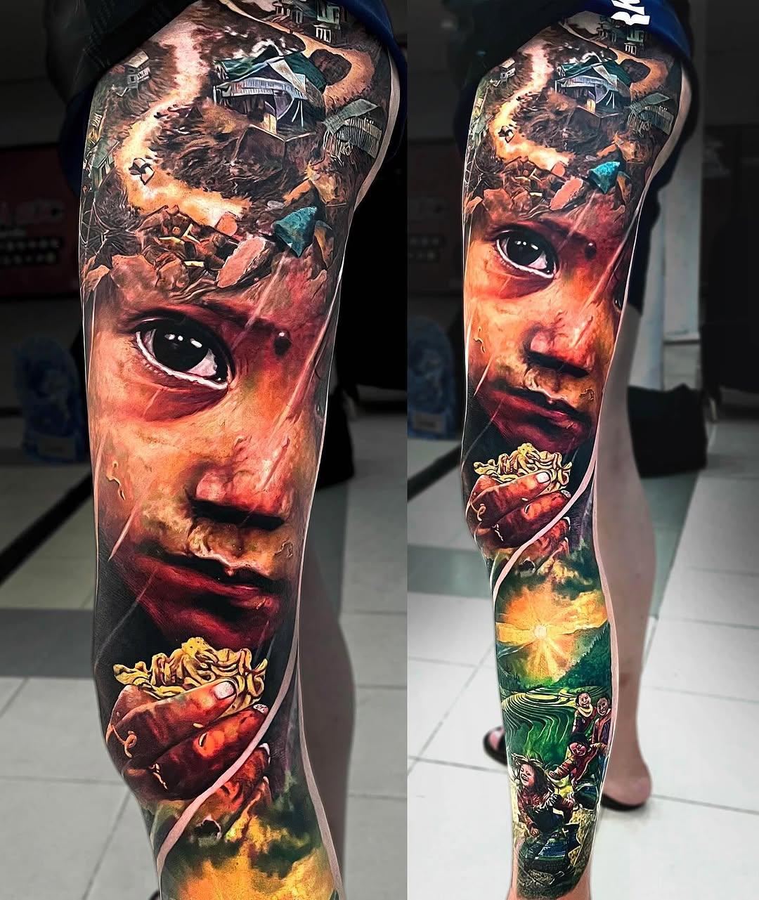 Tatouage Portraits réalistes avec motifs — tu_den88