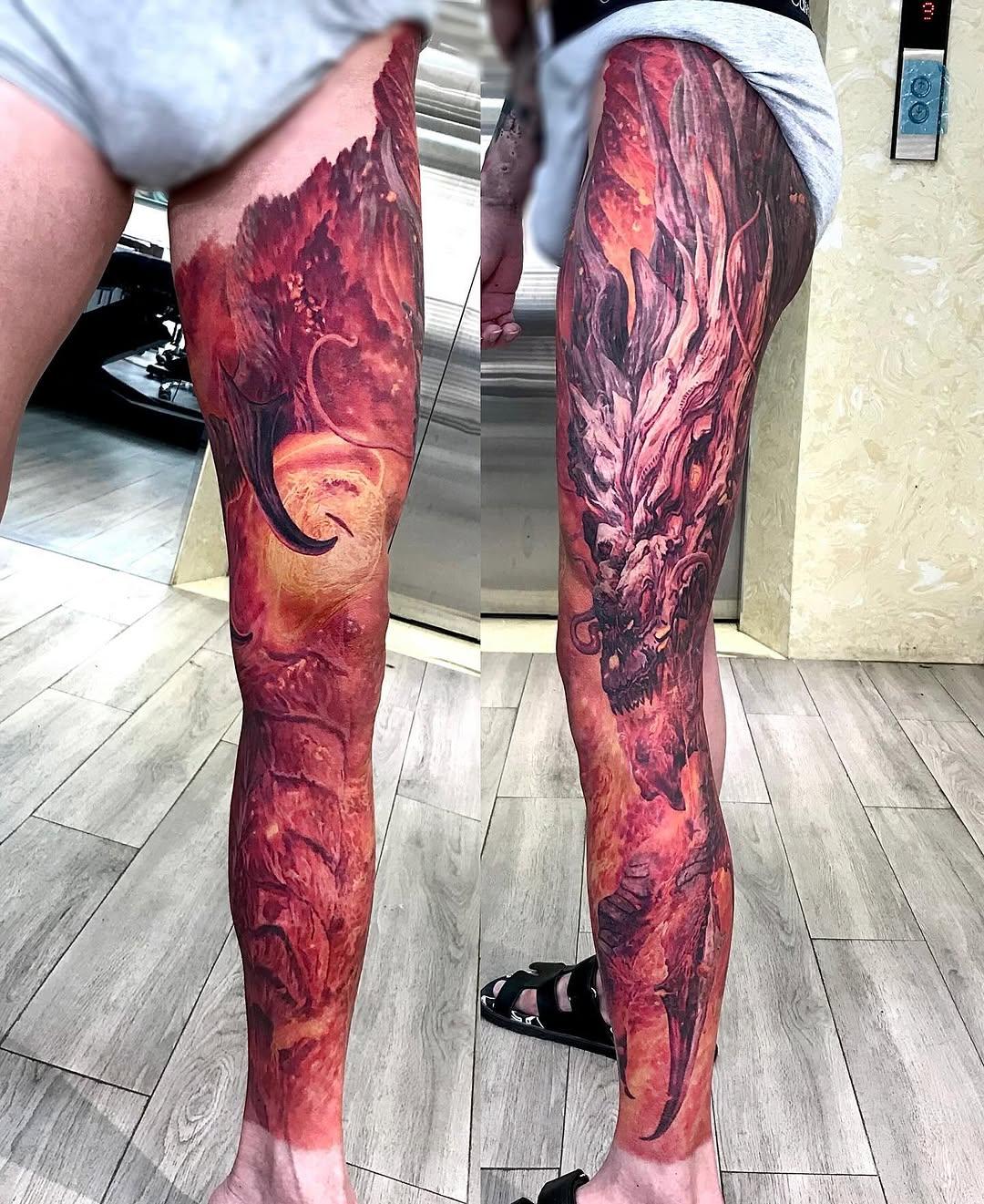 Tatouage Dragons rouges réalistes — tu_den88