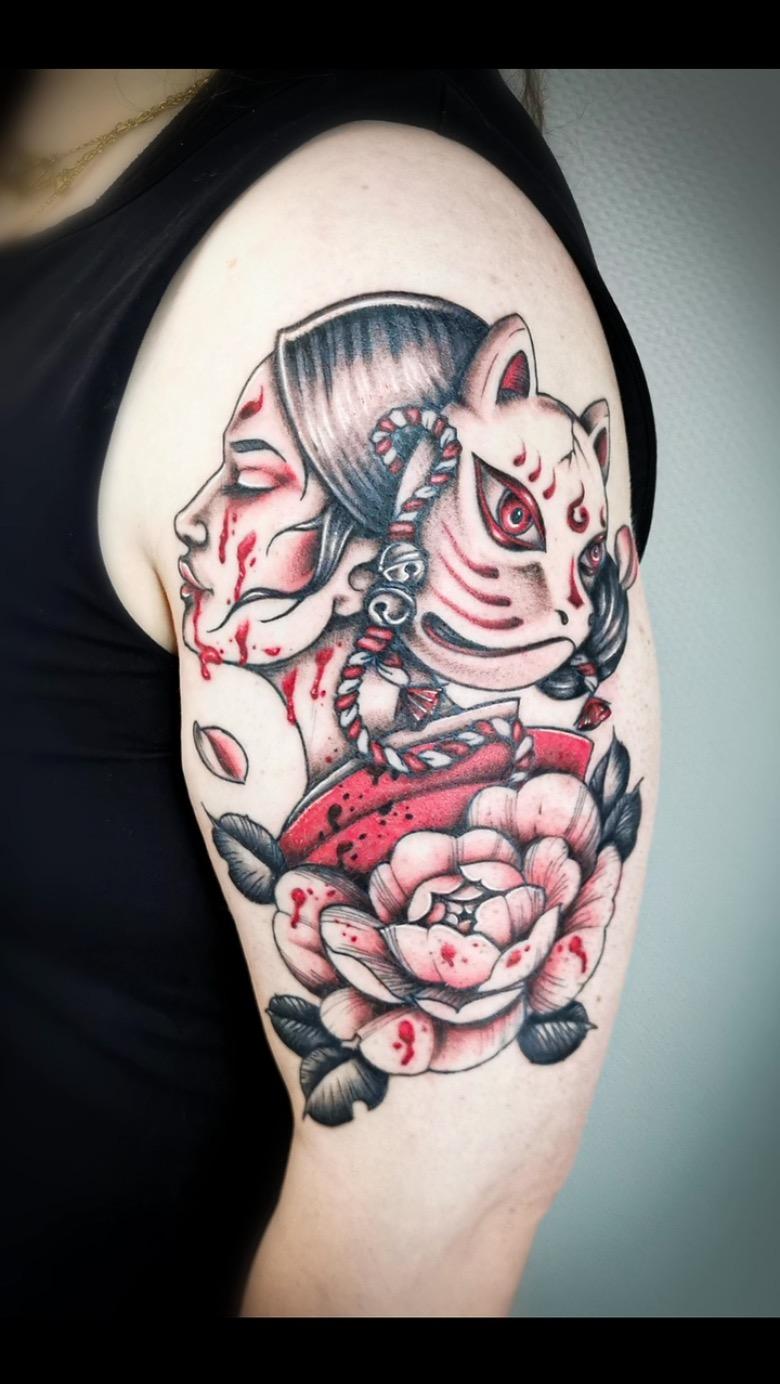 Tatouage kitsune néo-japonais — monsieur.custom