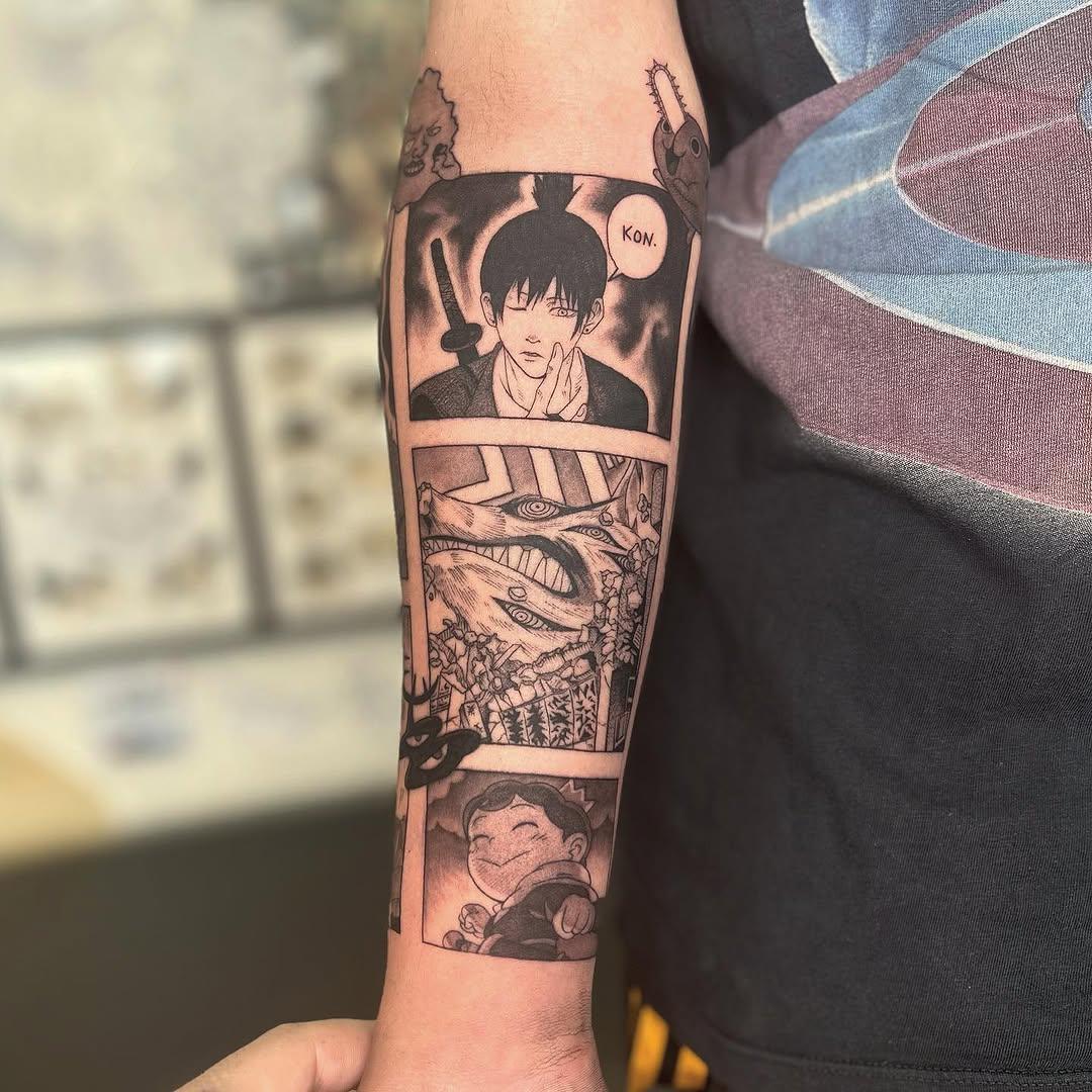 Tatouage Demi manchette manga multi-personnages — mushu_ttt