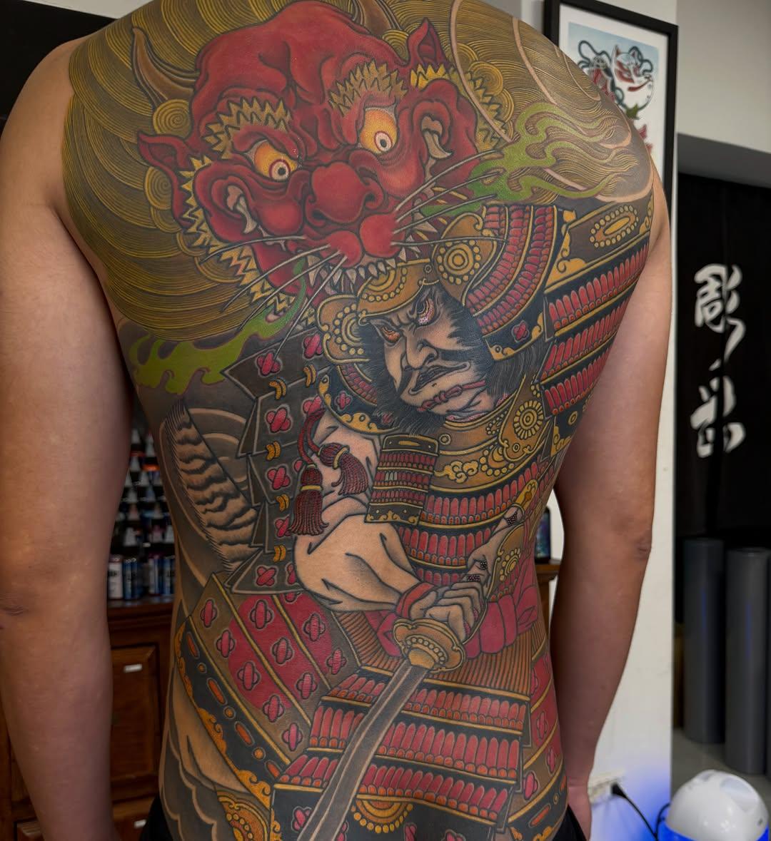 Tatouage Samouraï et demon samurai complet — biglintattoo