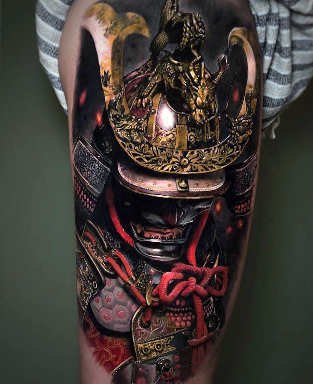 Tatouage Samouraï casqué — michaeltaguet