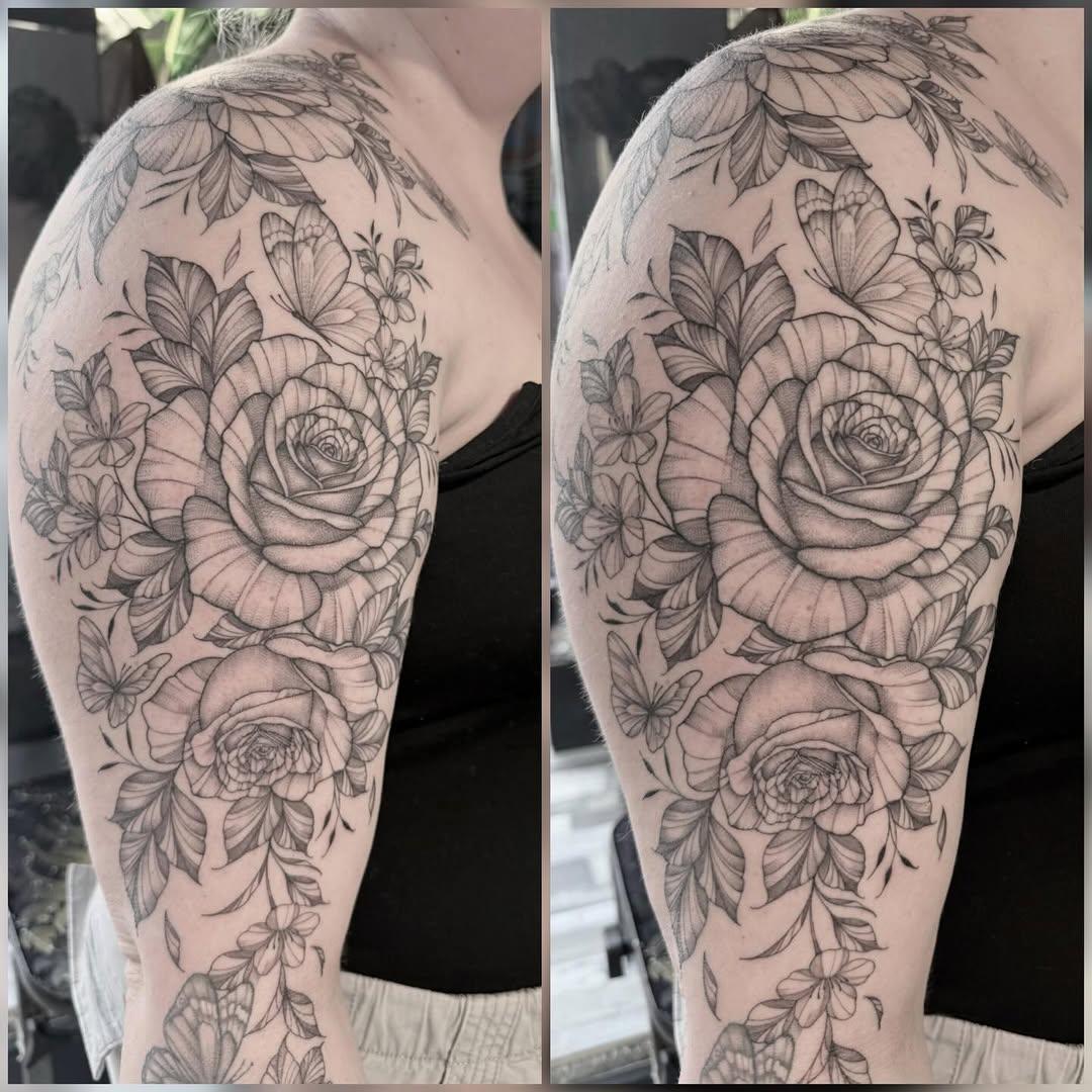 Tatouage Roses avant-bras — luciedck_ink