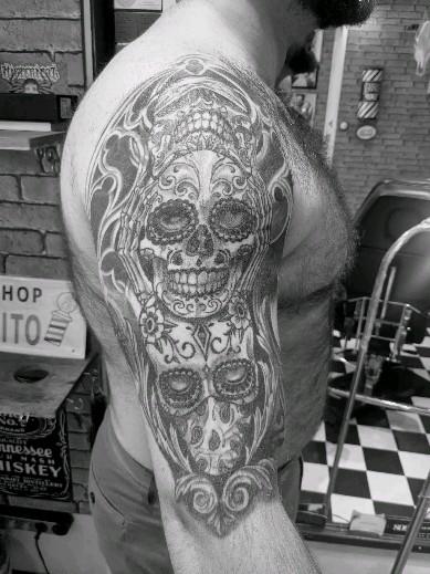 Tatouage trois crânes mexicains Día de muertos — mistericol