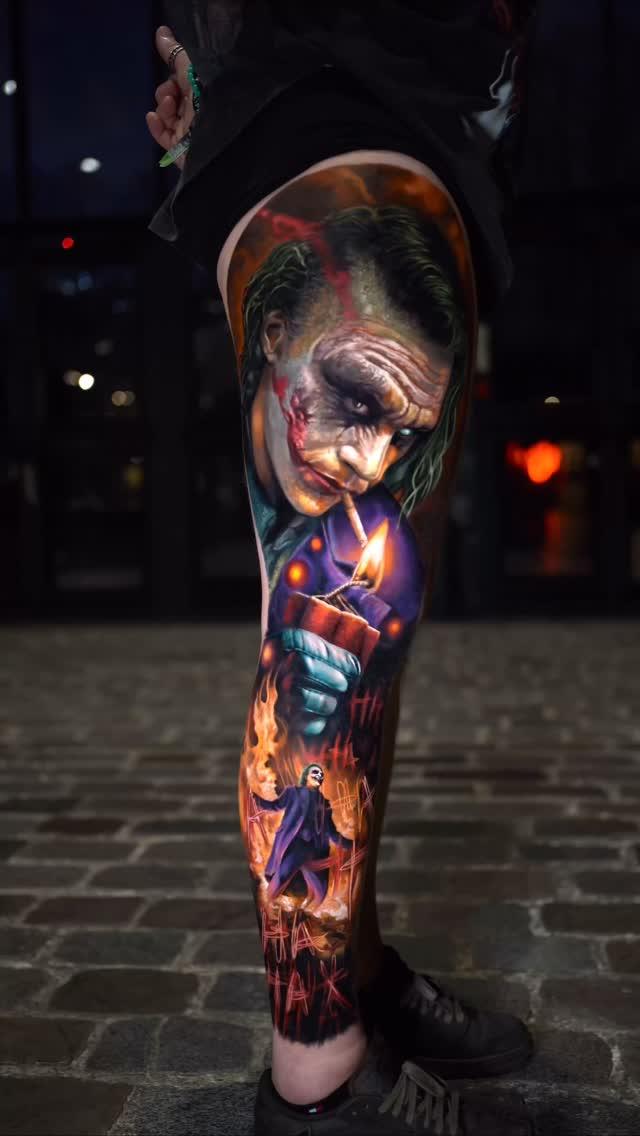 Tatouage Portrait du Joker couleur réaliste — shooby_tattoo
