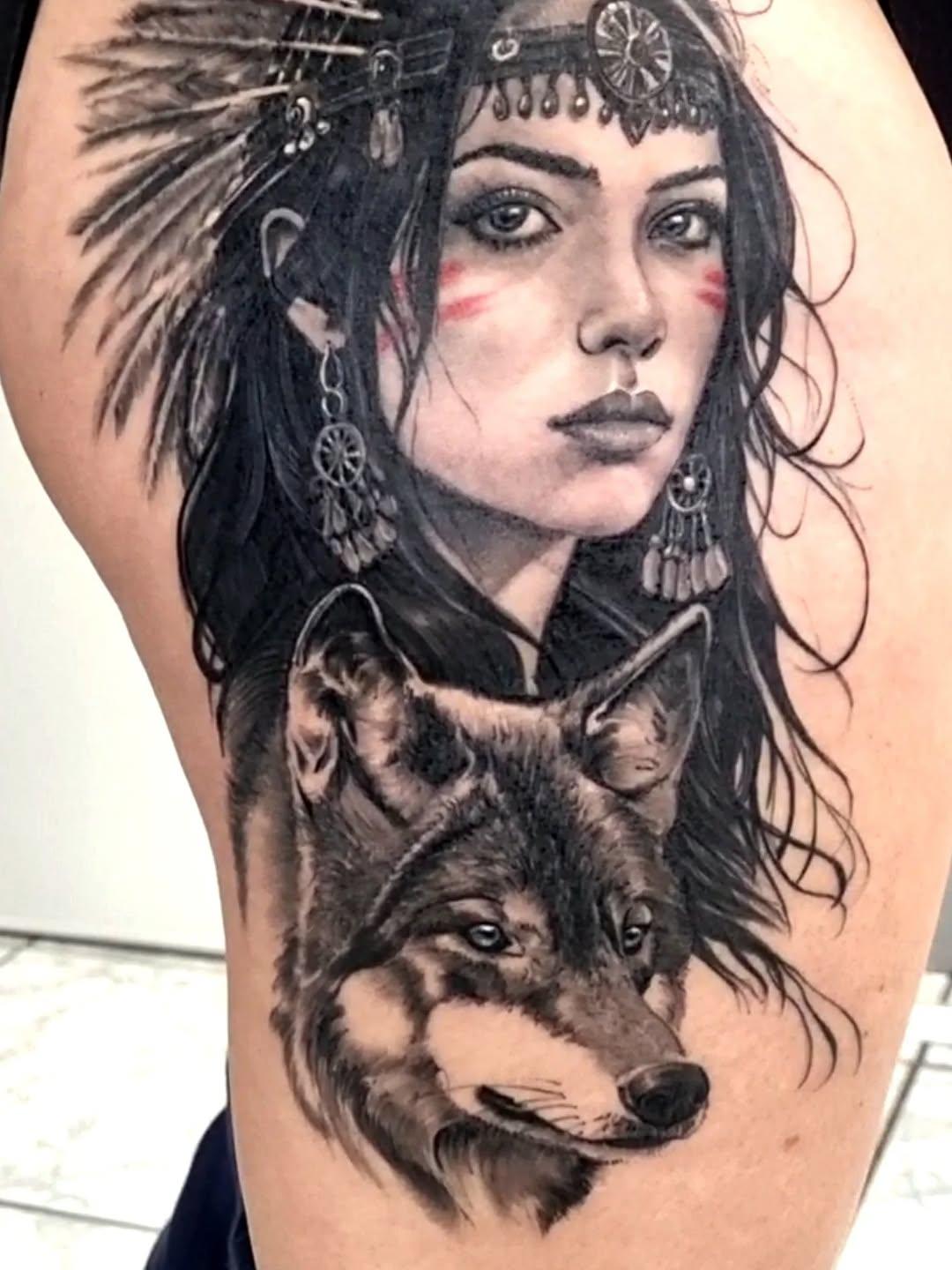 Tatouage Portrait femme witchy - loup — kriss_ink_inn_highway