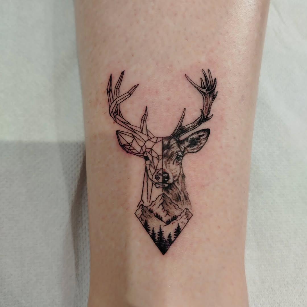 Tatouage Cerf minimaliste — gentlem_ink
