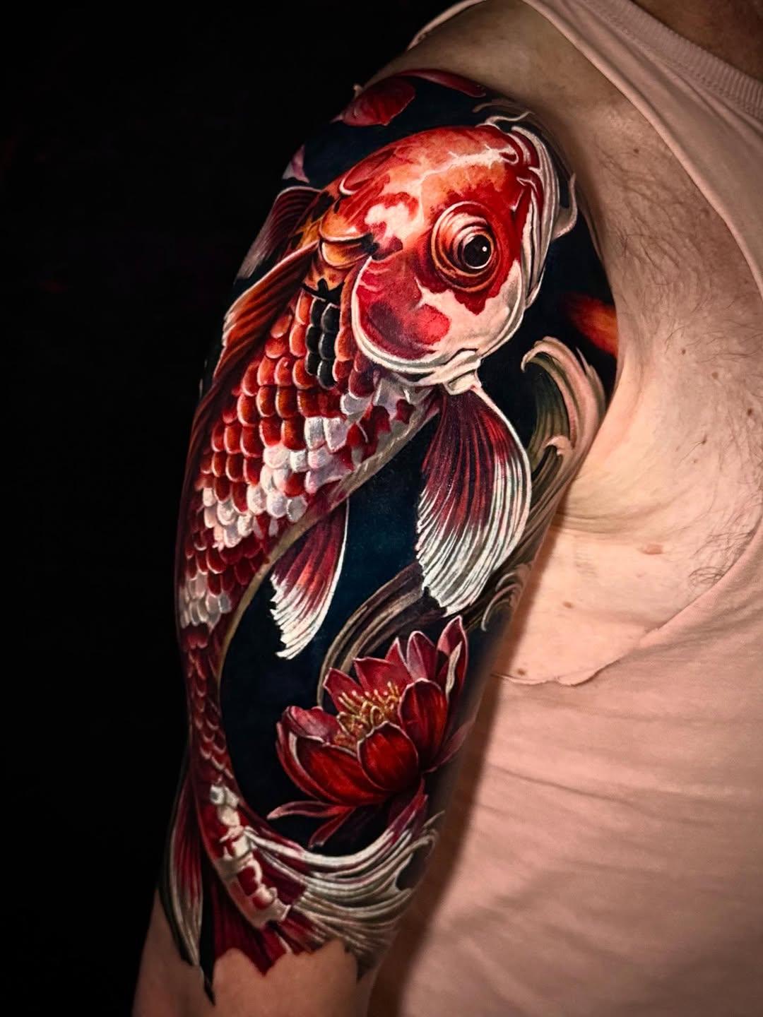 Tatouage Carpe koï couleur — joelalbatattoo