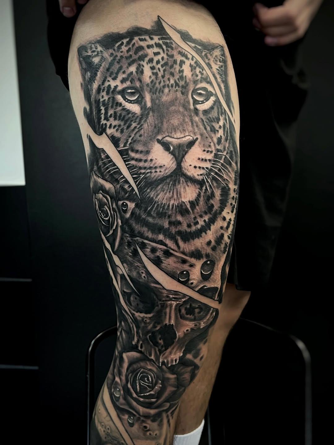 Tatouage Léopard bras — fabriciomellotattoo
