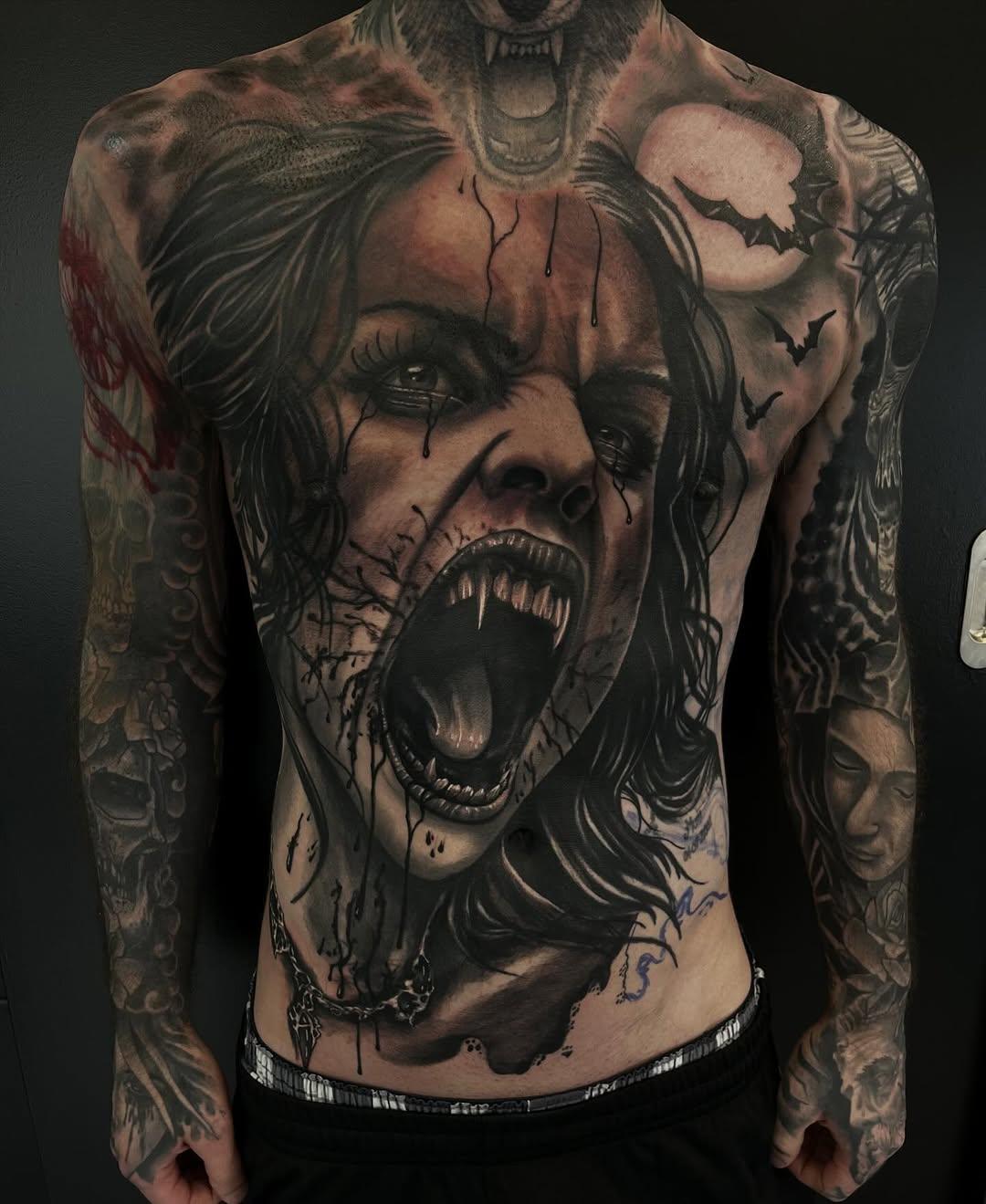 Tatouage Portrait réaliste poitrine — fabriciomellotattoo