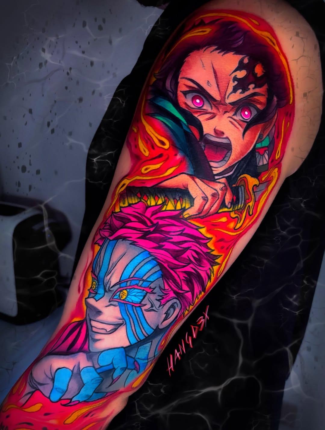 Tatouage Tanjiro vs Akaza — hangdex