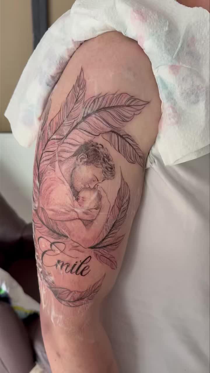 Tatouage Portrait Yohann avec feuillage — atchoum27