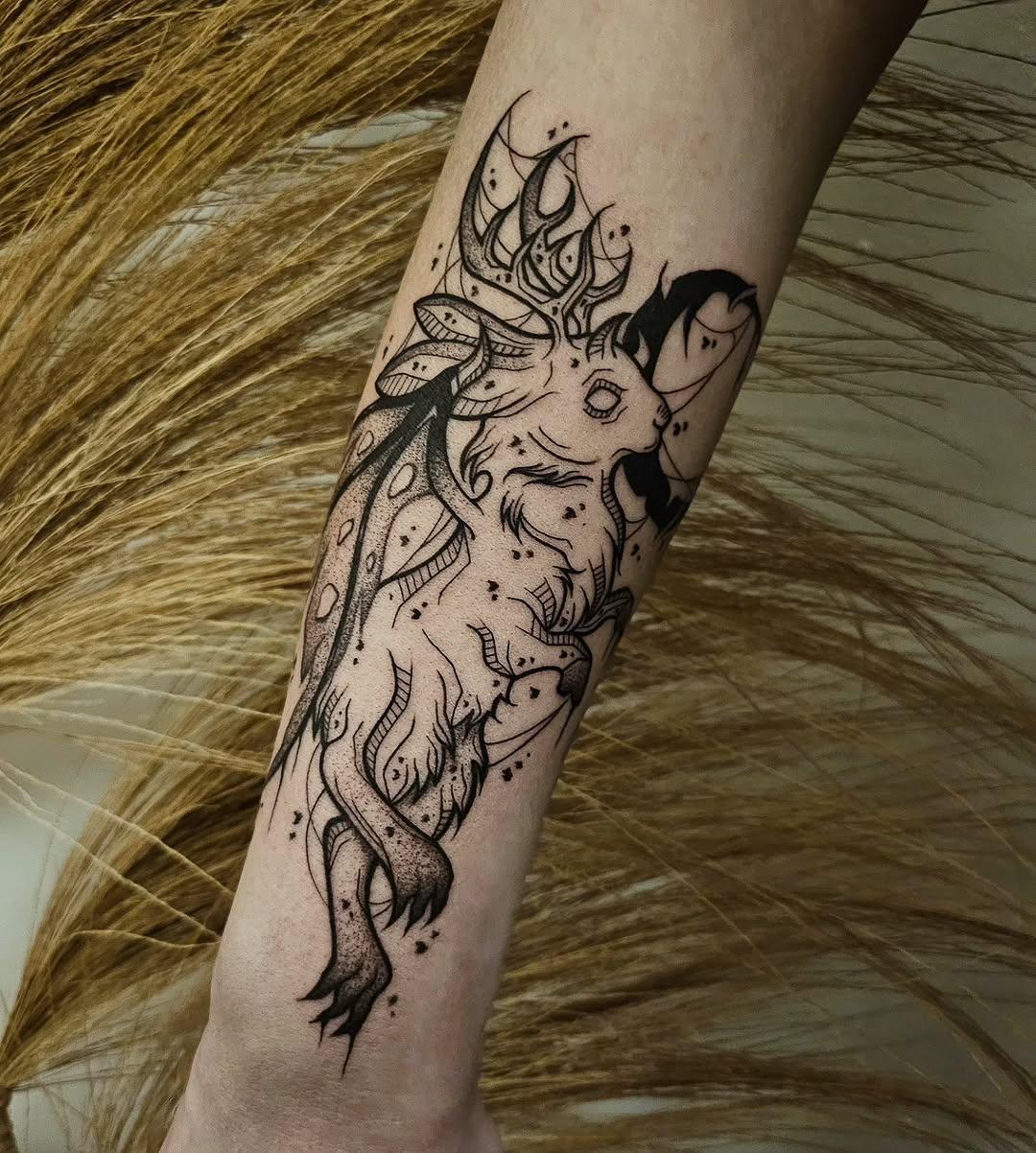 Tatouage Jackalope chimère — aphrodisi_arts