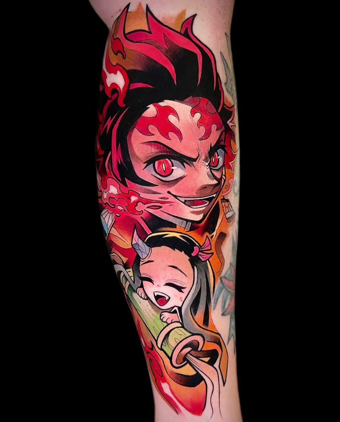 Tatouage Tanjiro et Nezuko Demon Slayer — runotattooer