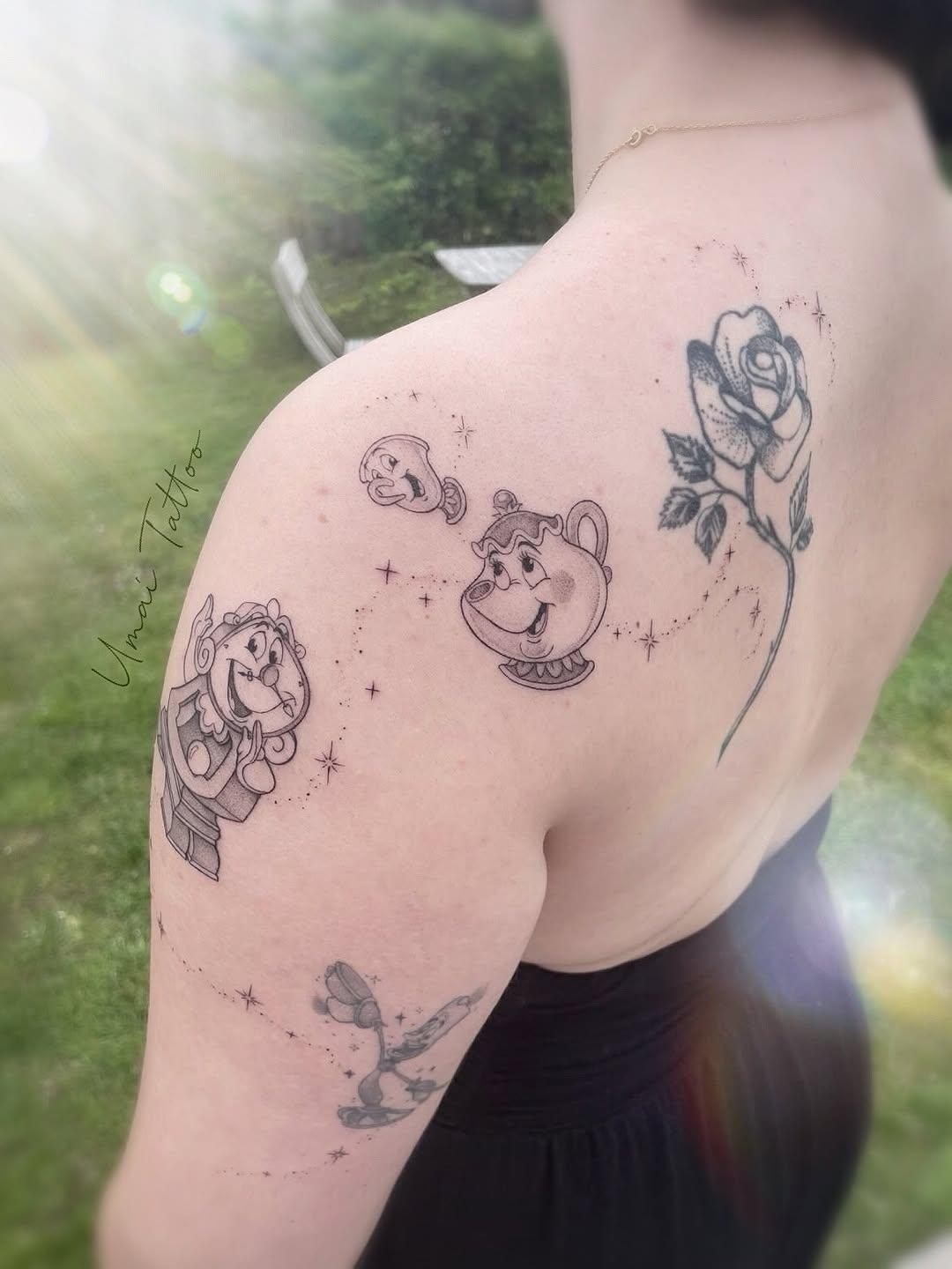 Tatouage Personnages Disney et rose — umaitattoo