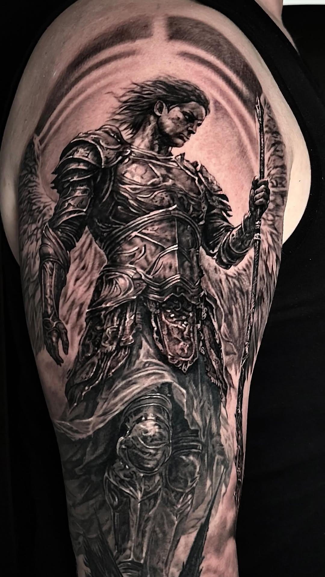 Tatouage Saint Michel archange guerrier — kalguartattoo
