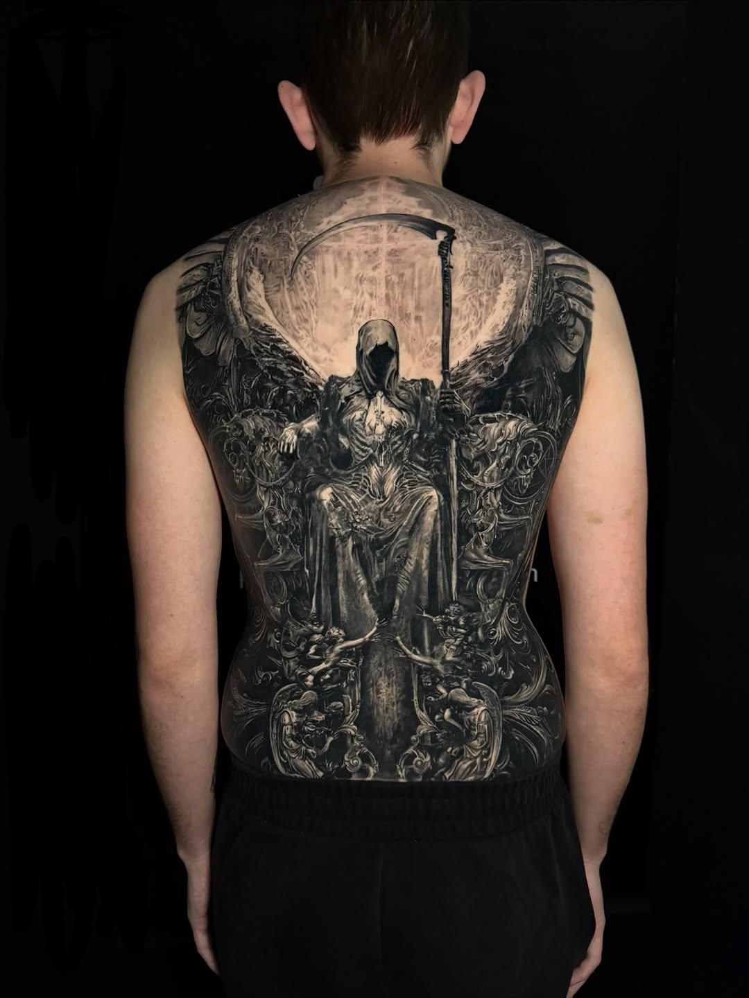 Tatouage Death dos complet — kalguartattoo