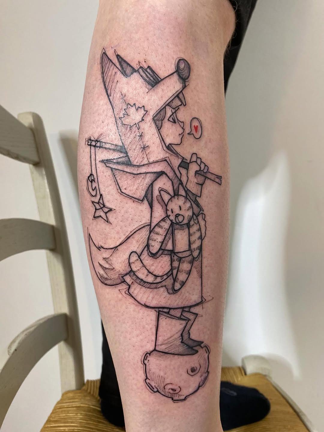 Tatouage Personnage féminin avec accessoires — bencaillous.tattoo