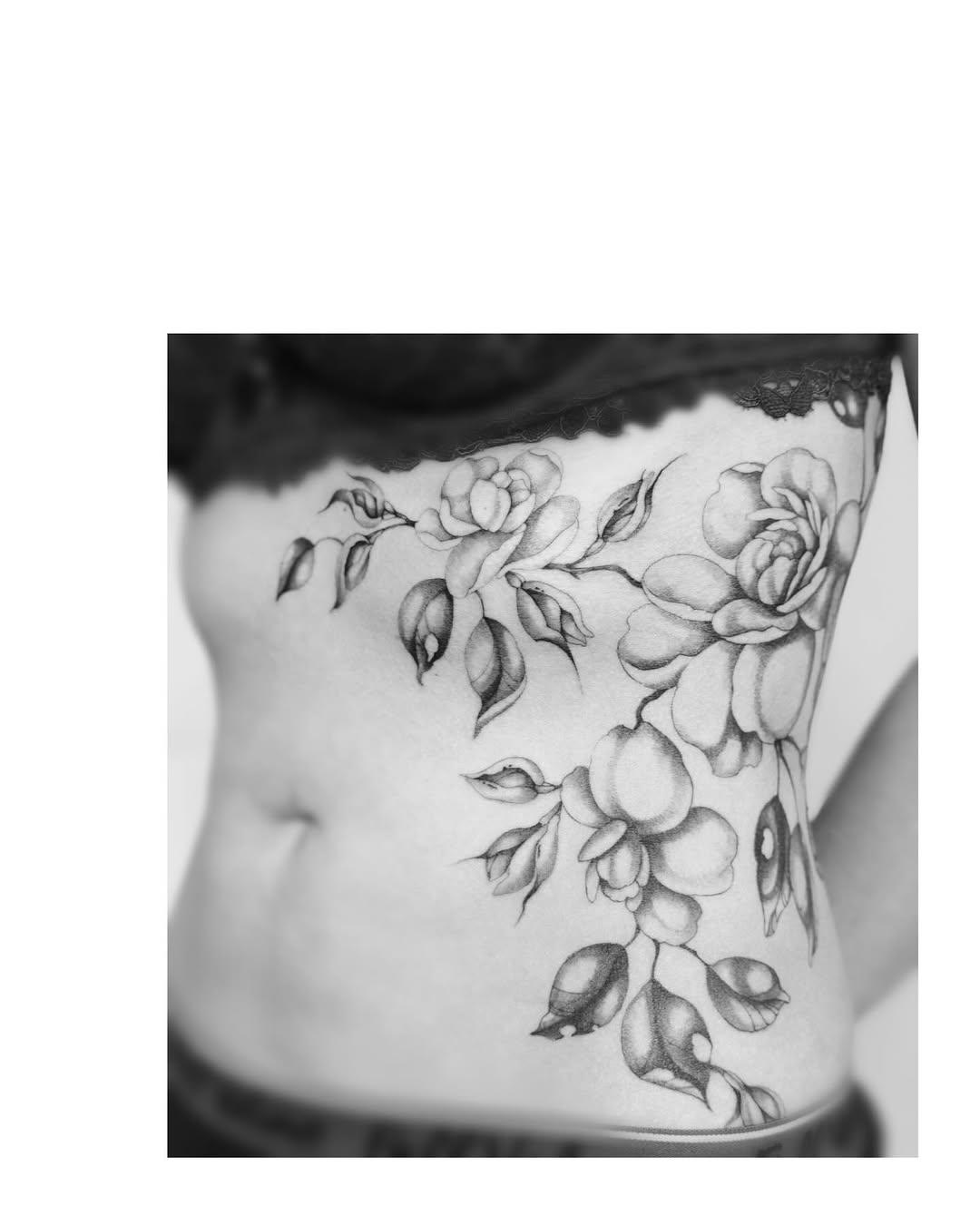 Tatouage Projet Amandine - cicatrisé et récent — atelier.rose.imaginaire