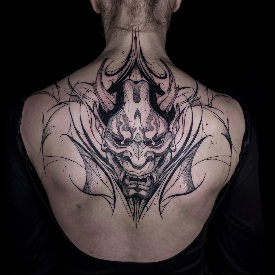 Tatouage Masque Oni — le_kiks_tatouage