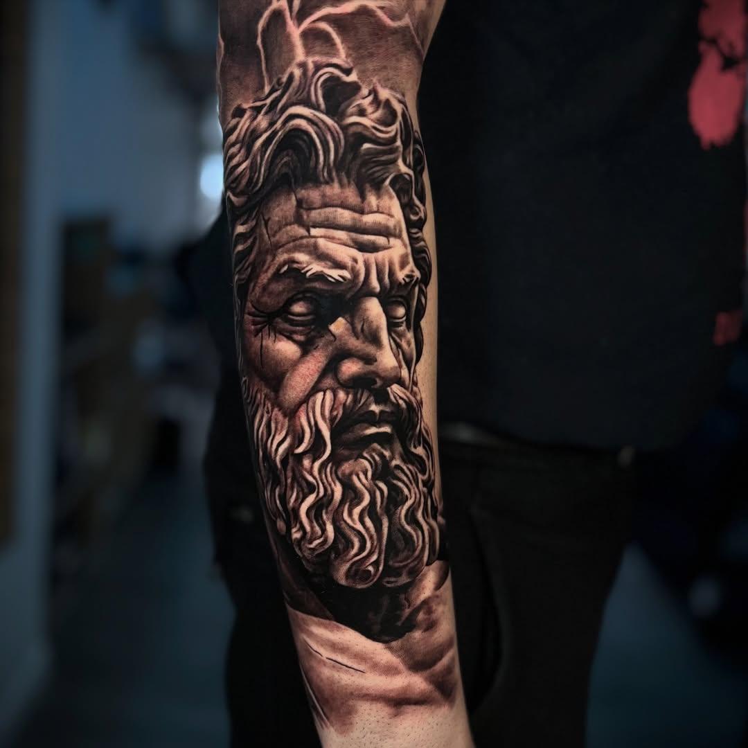 Tatouage Portrait Janus deux visages — jeremydavid_tattoo