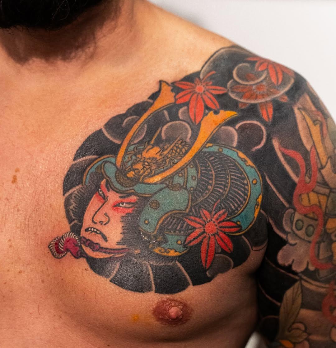 Tatouage Samurai poitrine momijis — ondoritattoo