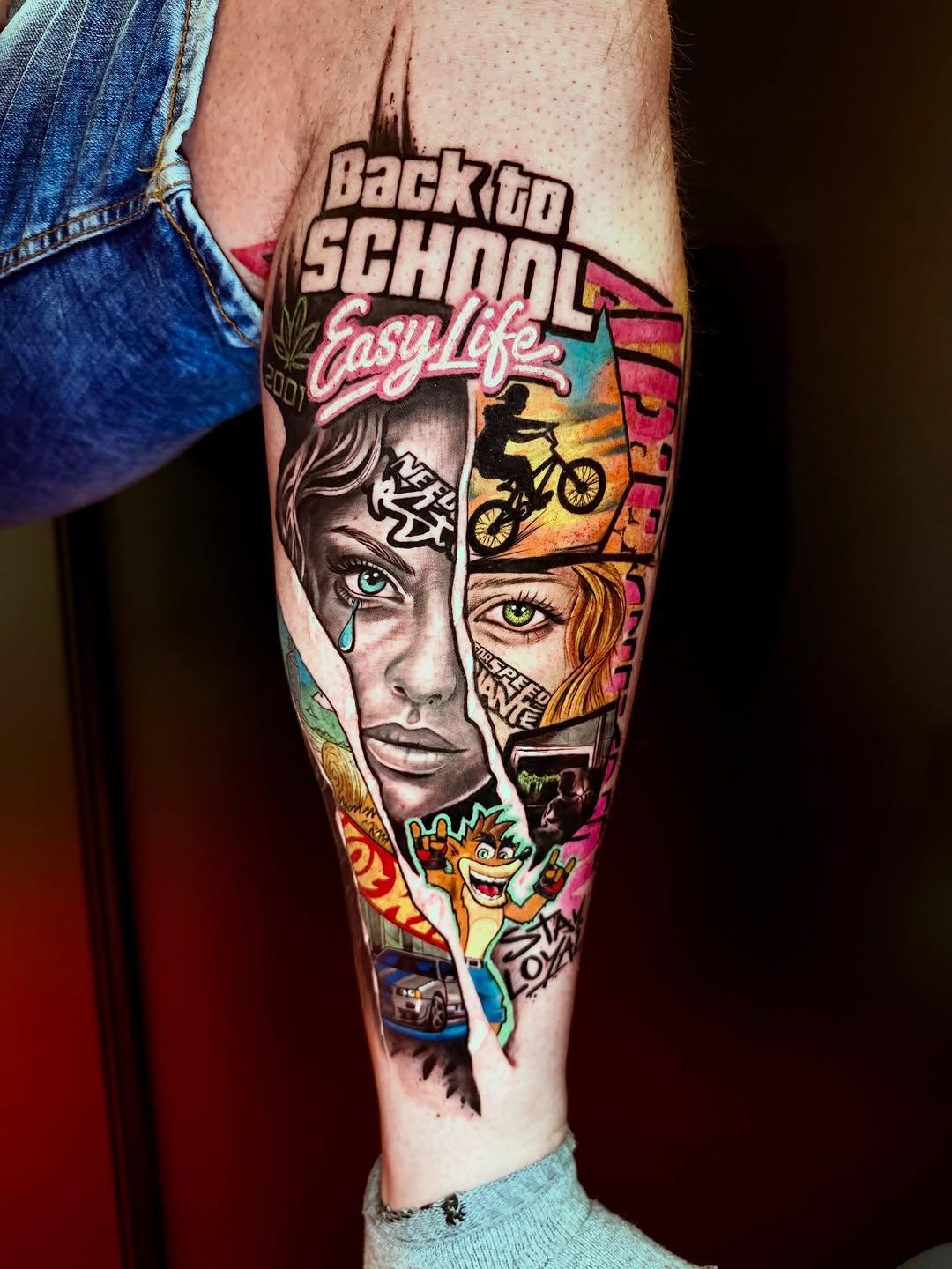 Tatouage Back to school composition — flotattooshop
