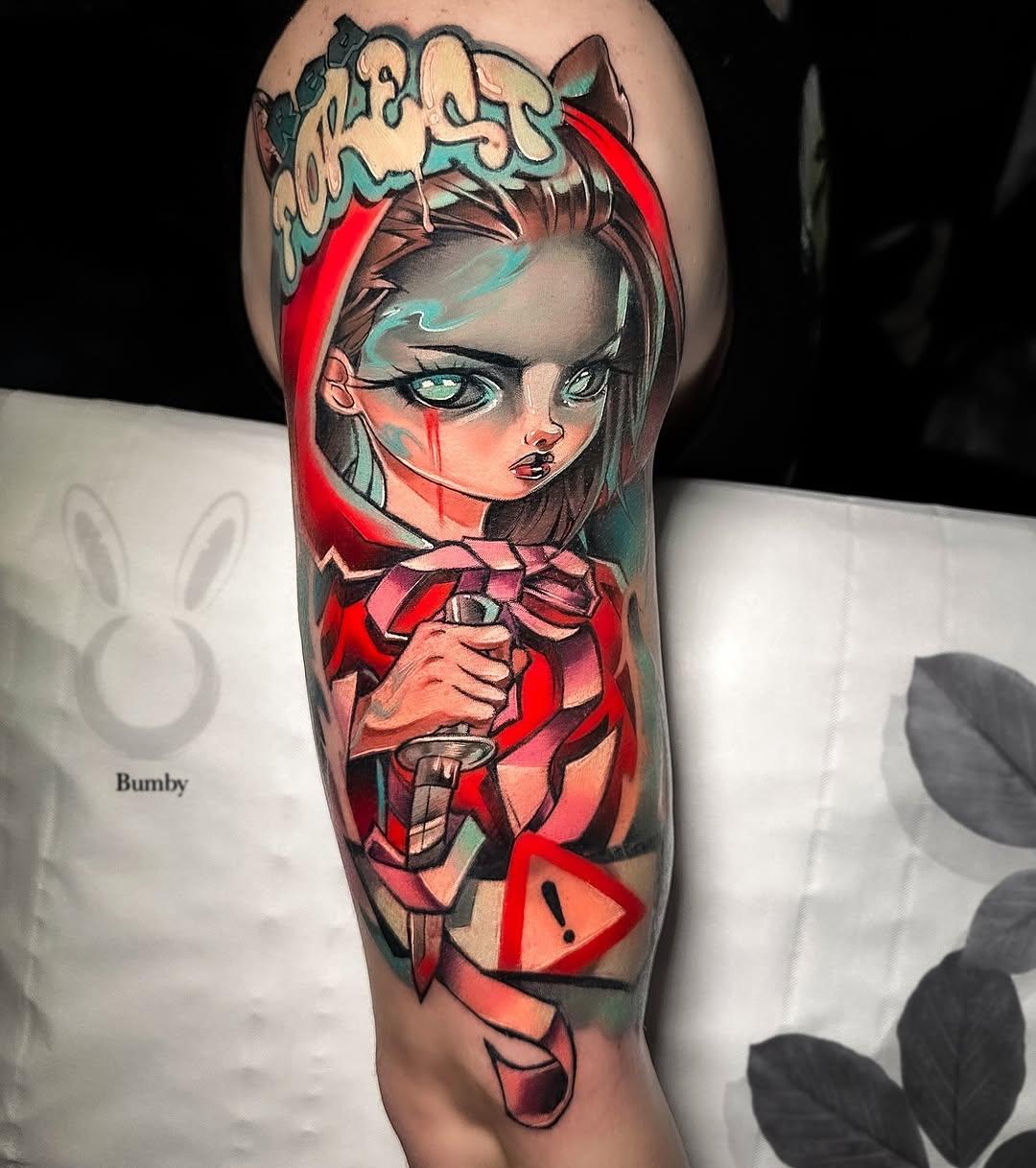 Tatouage Poupée Chaperon Rouge — bumby_tattoo