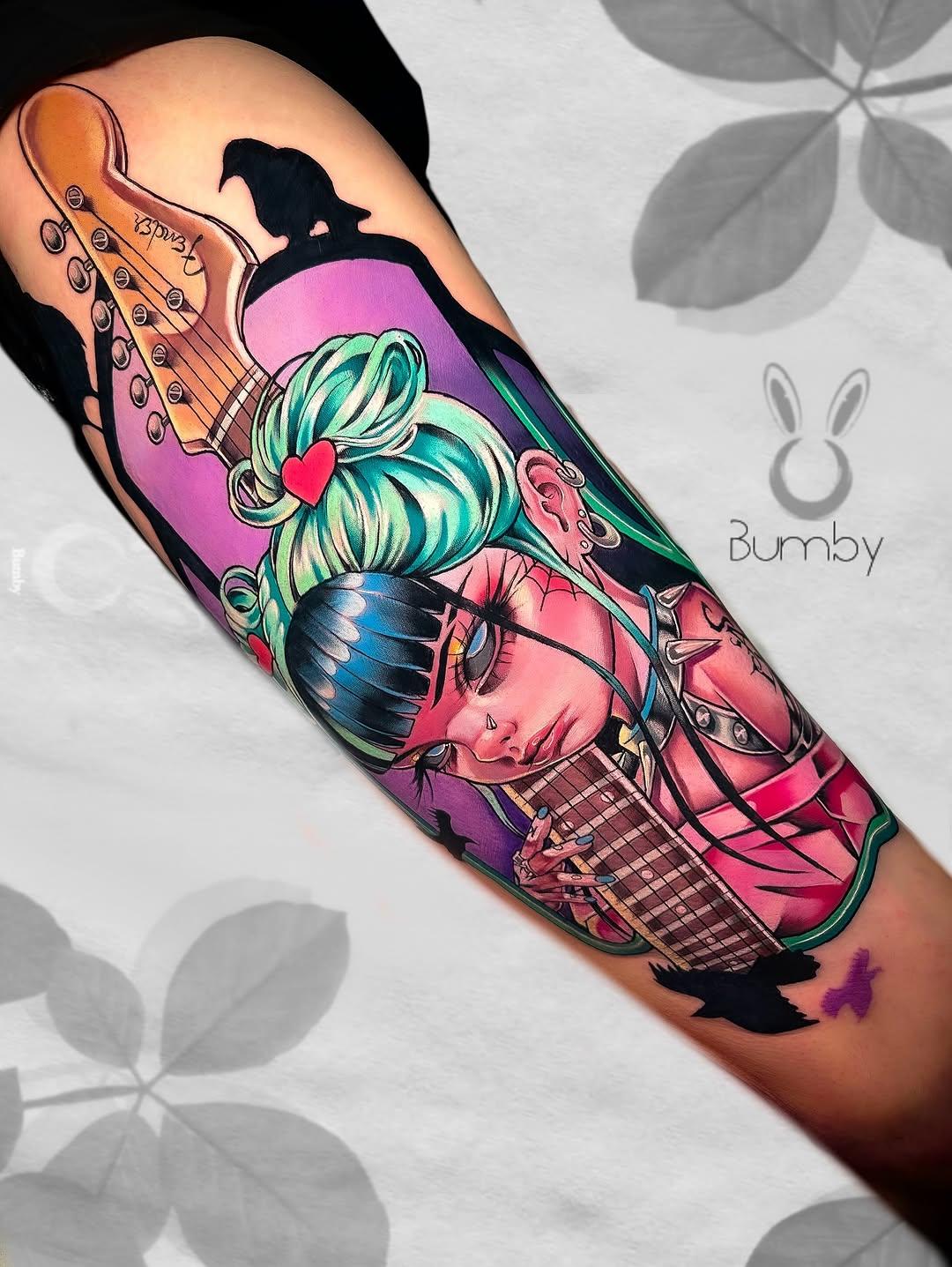Tatouage Poupée musicienne couleur — bumby_tattoo