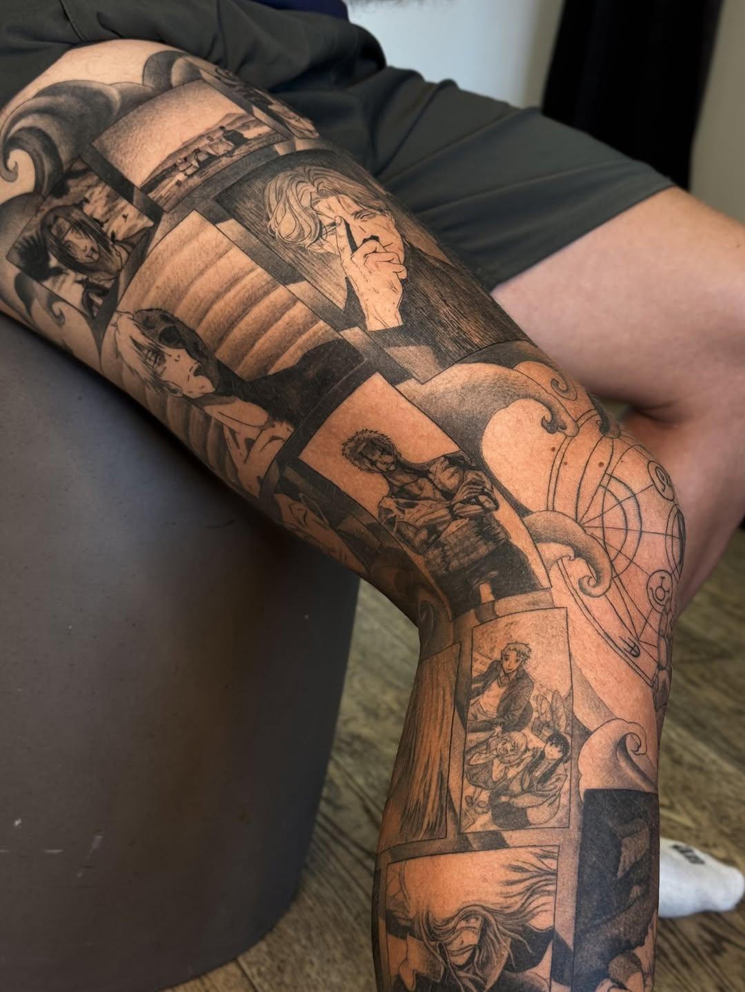 Tatouage jambe complète mangas et animés — mrbasink