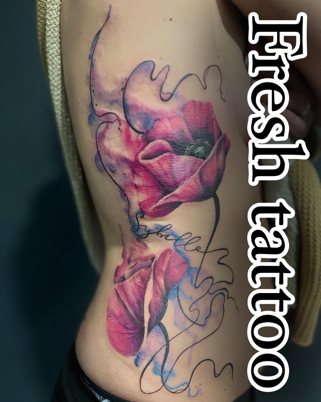 Tatouage coquelicots aquarelle — audrey_yerdua13