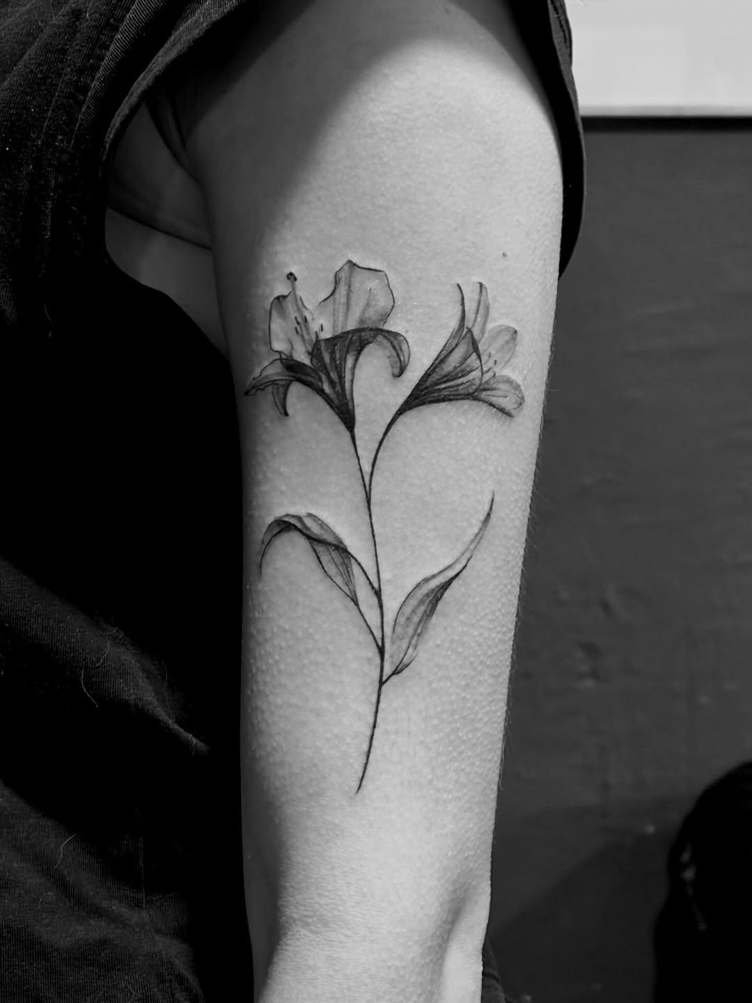Tatouage deux fleurs de lys noir et gris — audrey_yerdua13