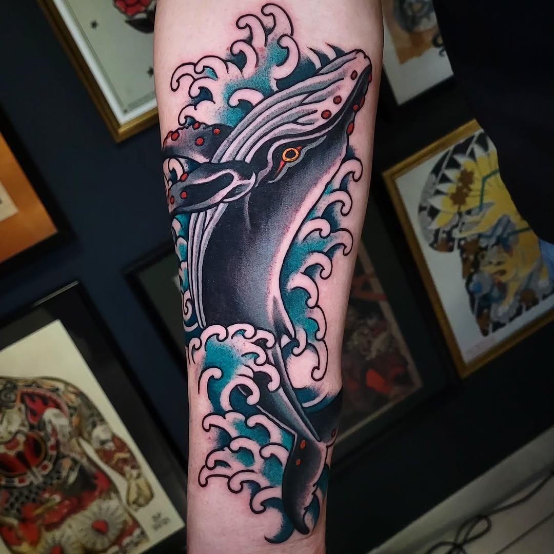 Tatouage Baleine japonaise couleur — ghis_melou_tattooer