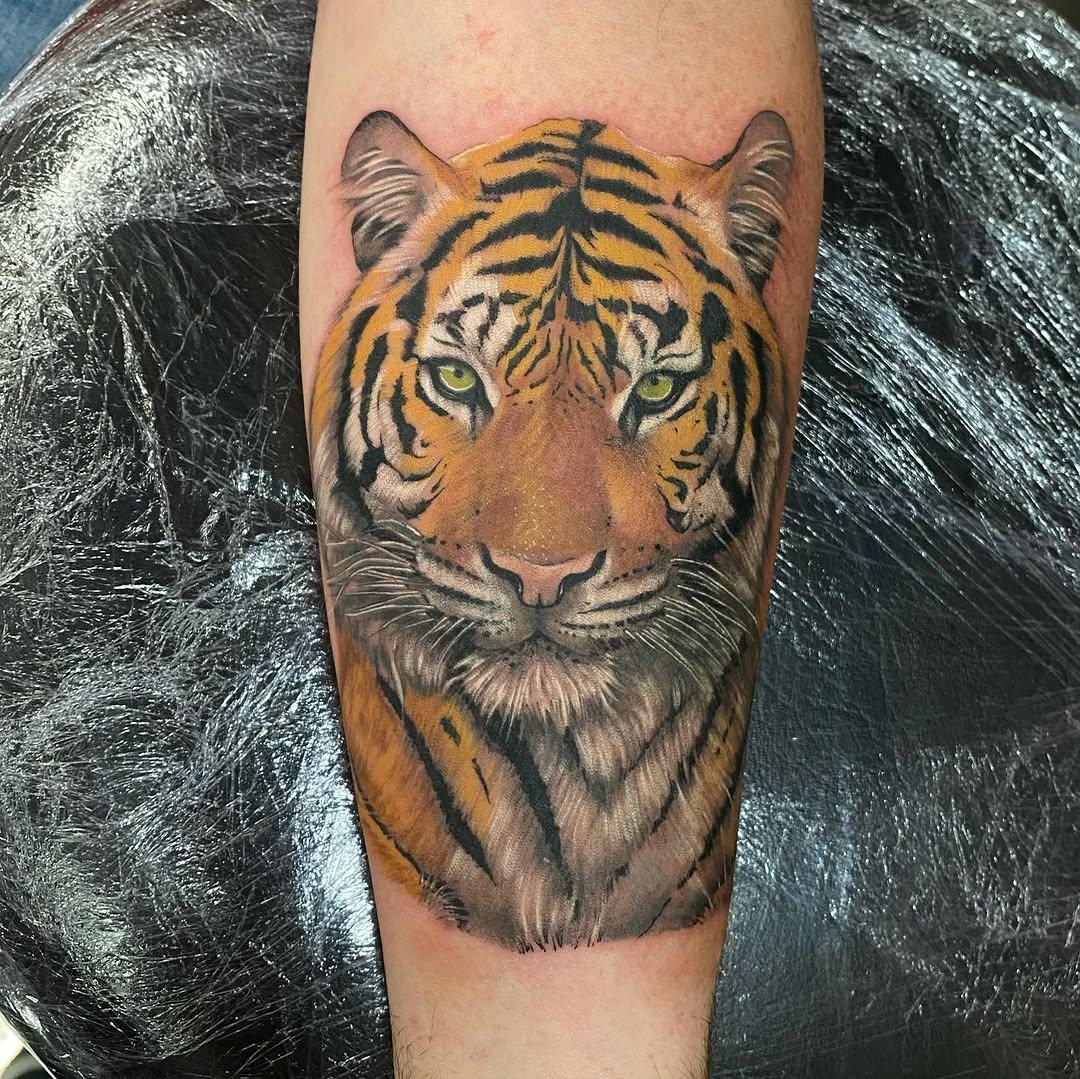 Tatouage Tigre réaliste couleur avant-bras — maharjan.manish