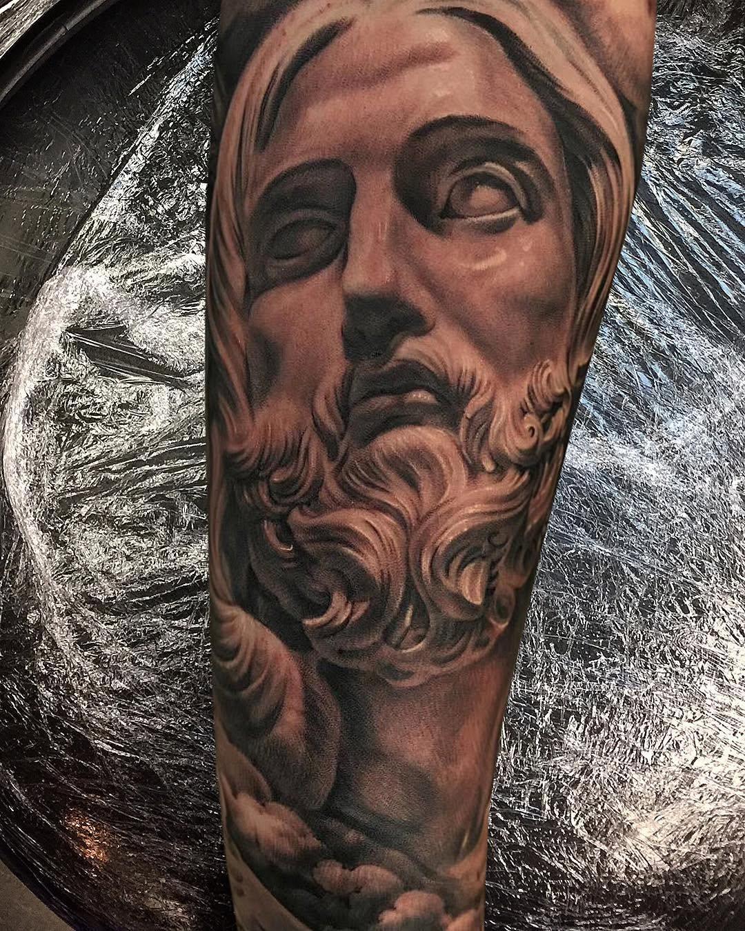 Tatouage portrait gueule requin jambe — xiebin1985simon