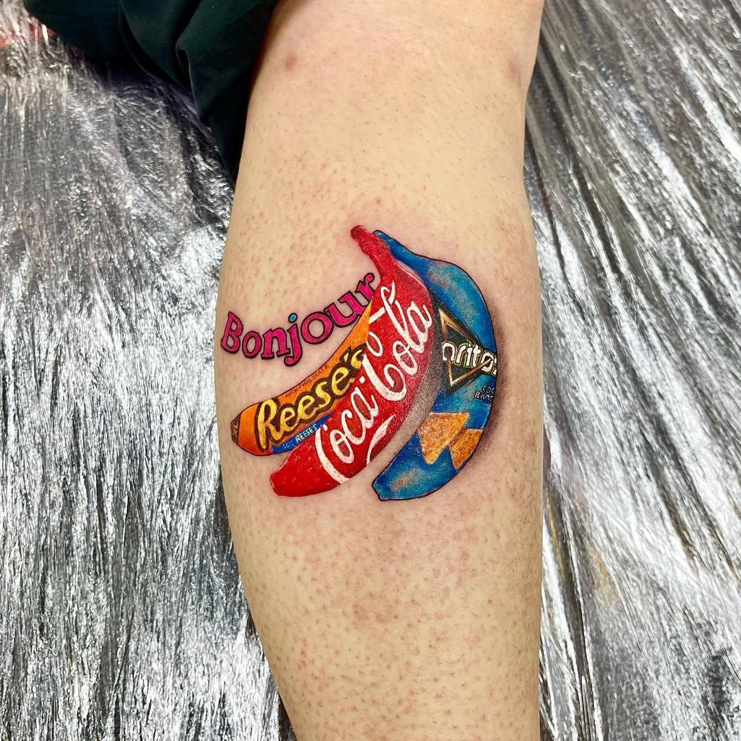 Tatouage bonjour texte couleur avant-bras — xiebin1985simon