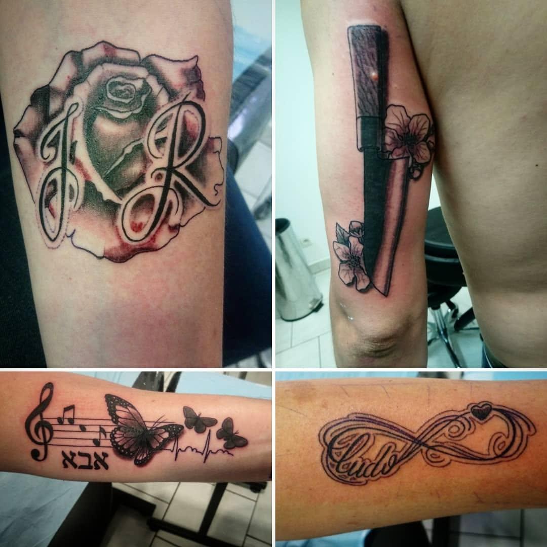 Tatouage Rose et lettrage — nico_niro_