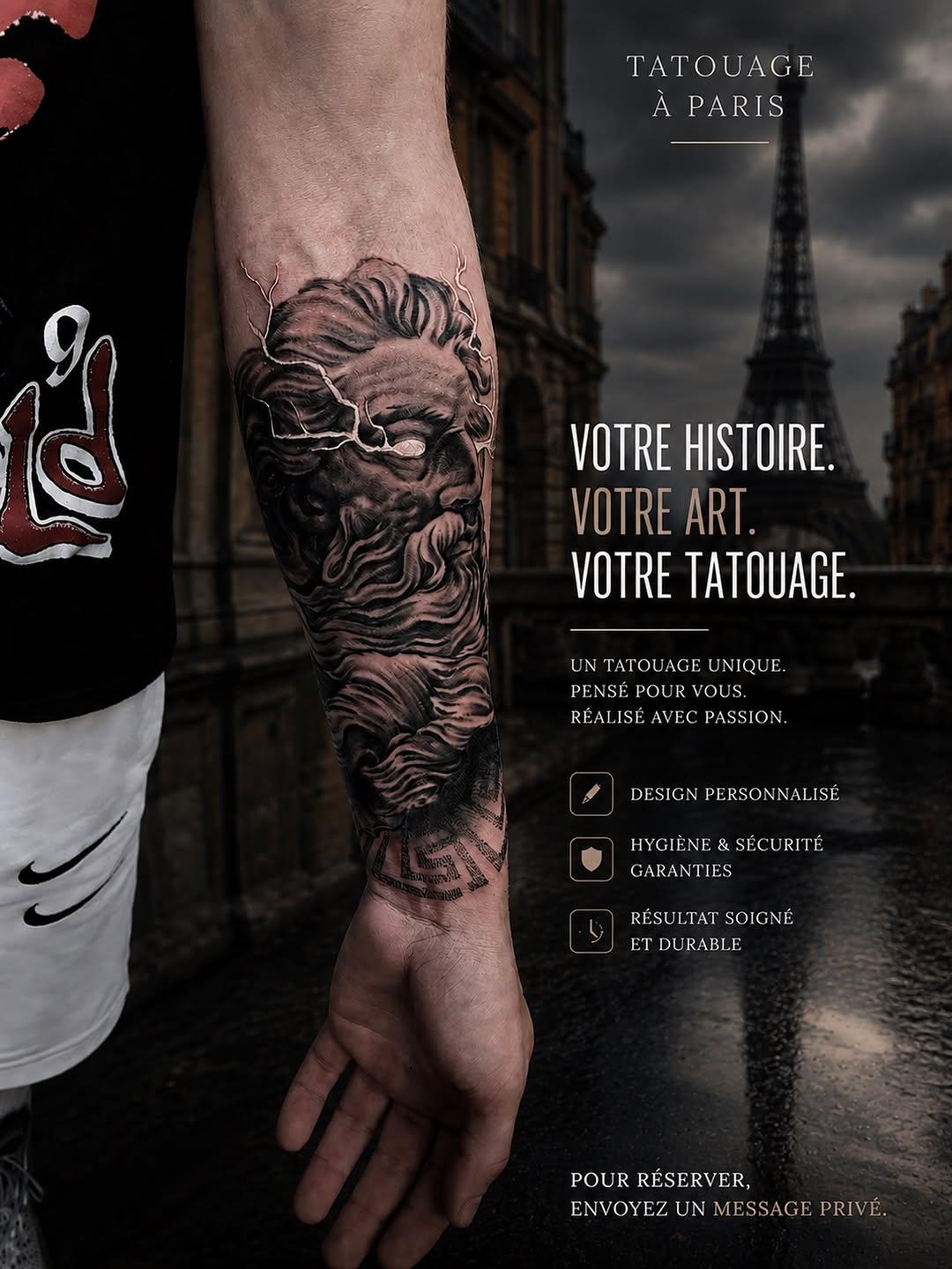 Tatouage Portrait majestueux avant-bras — anser_tattoo