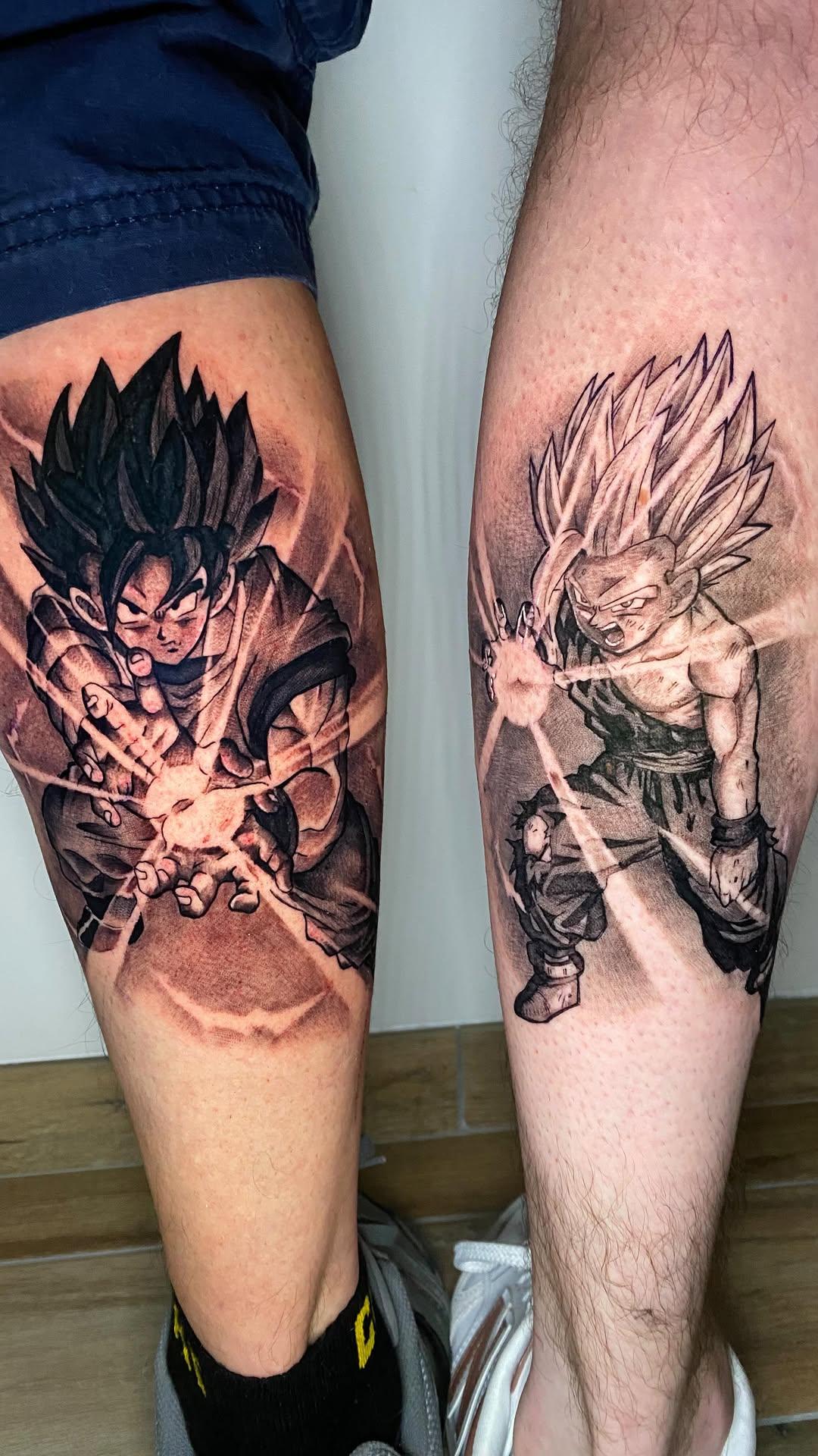 Tatouage Goku et Gohan kamehameha — rhum1.tattoo
