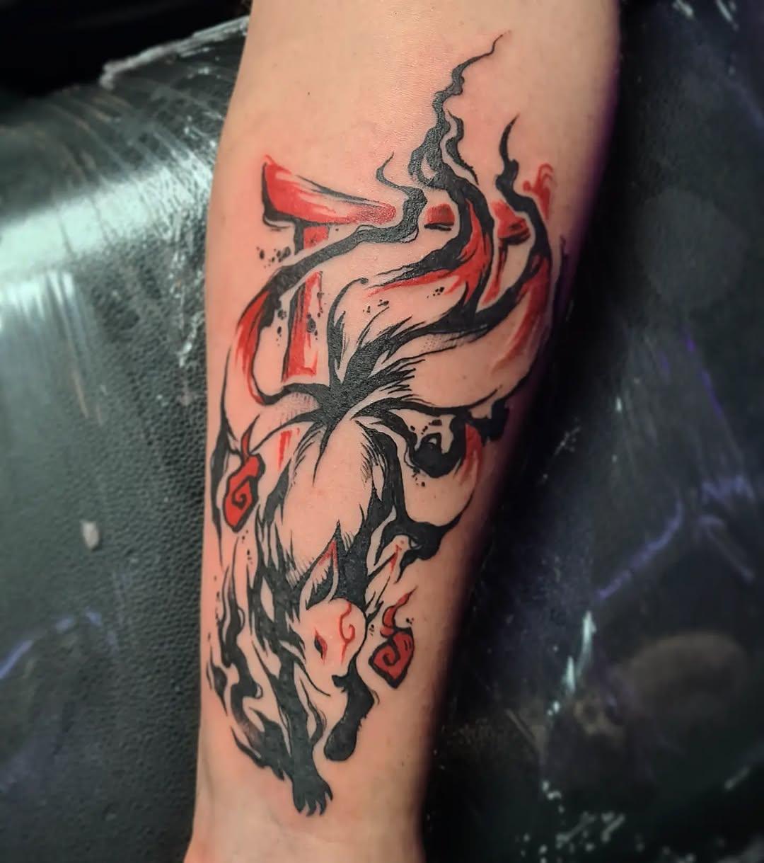 Tatouage Renard Kitsune avant-bras — hyene_tattoo