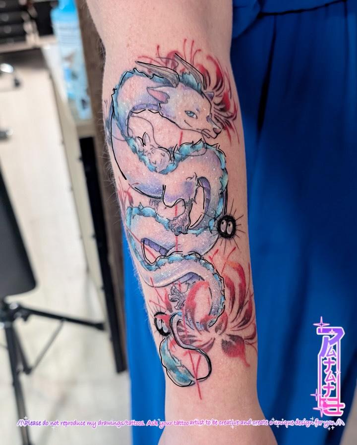 Tatouage Haku fleuri cartoon couleur — patate_masquee