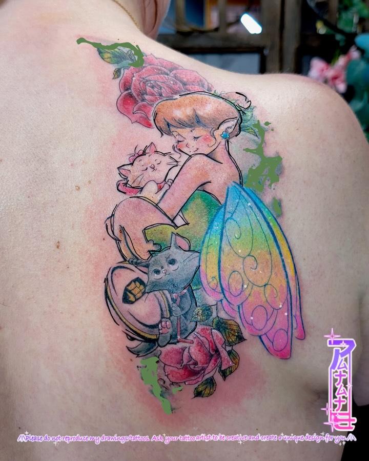 Tatouage femme féerique kawaii manga couleur — patate_masquee