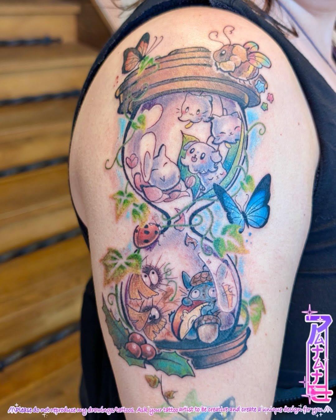 Tatouage thème du temps qui passe cartoon couleur — patate_masquee