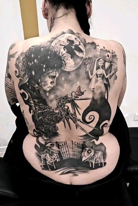 Tatouage L'Étrange Noël de Monsieur Jack dos complet — seb_barbu