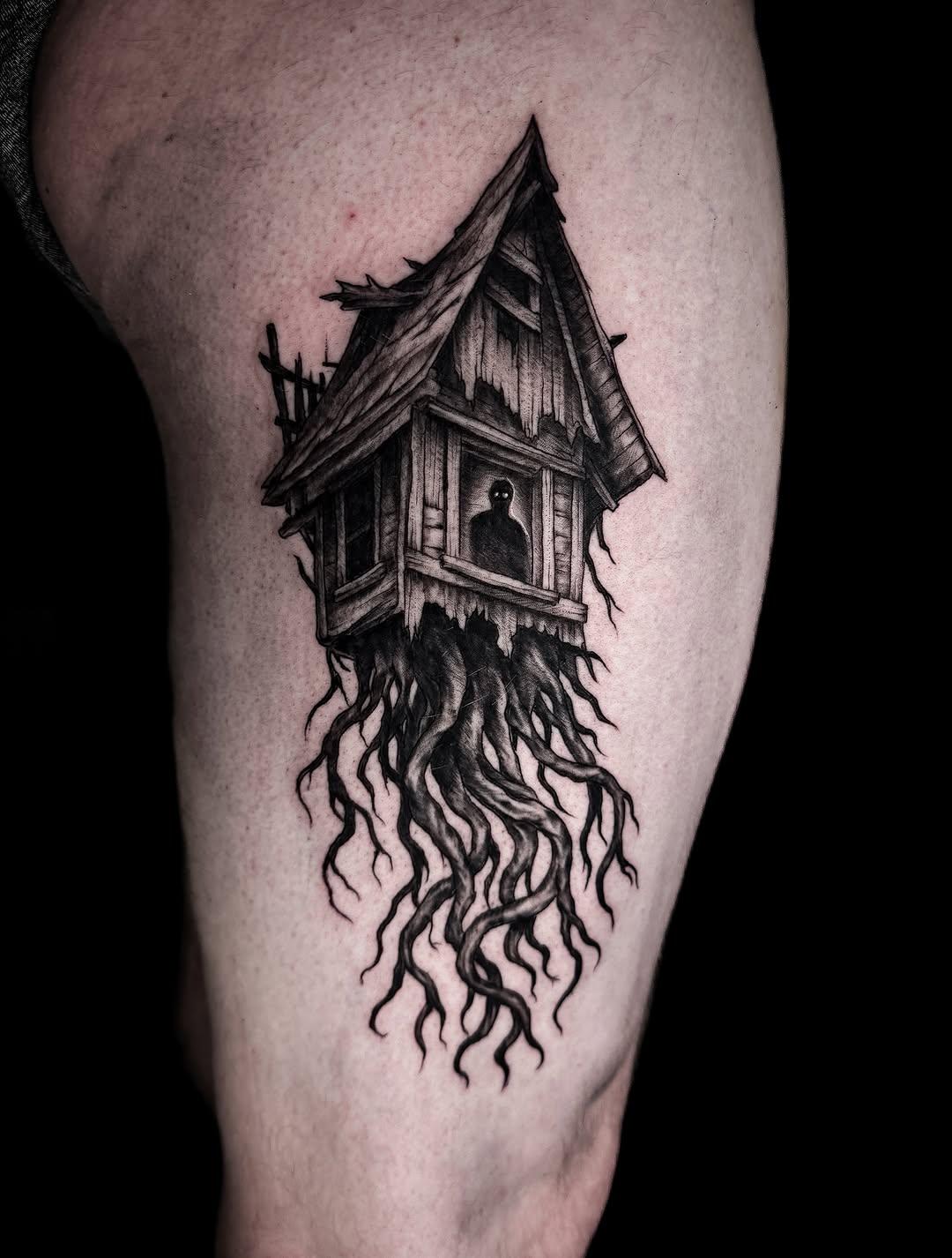 Tatouage flash Halloween dark black & grey — sebotis