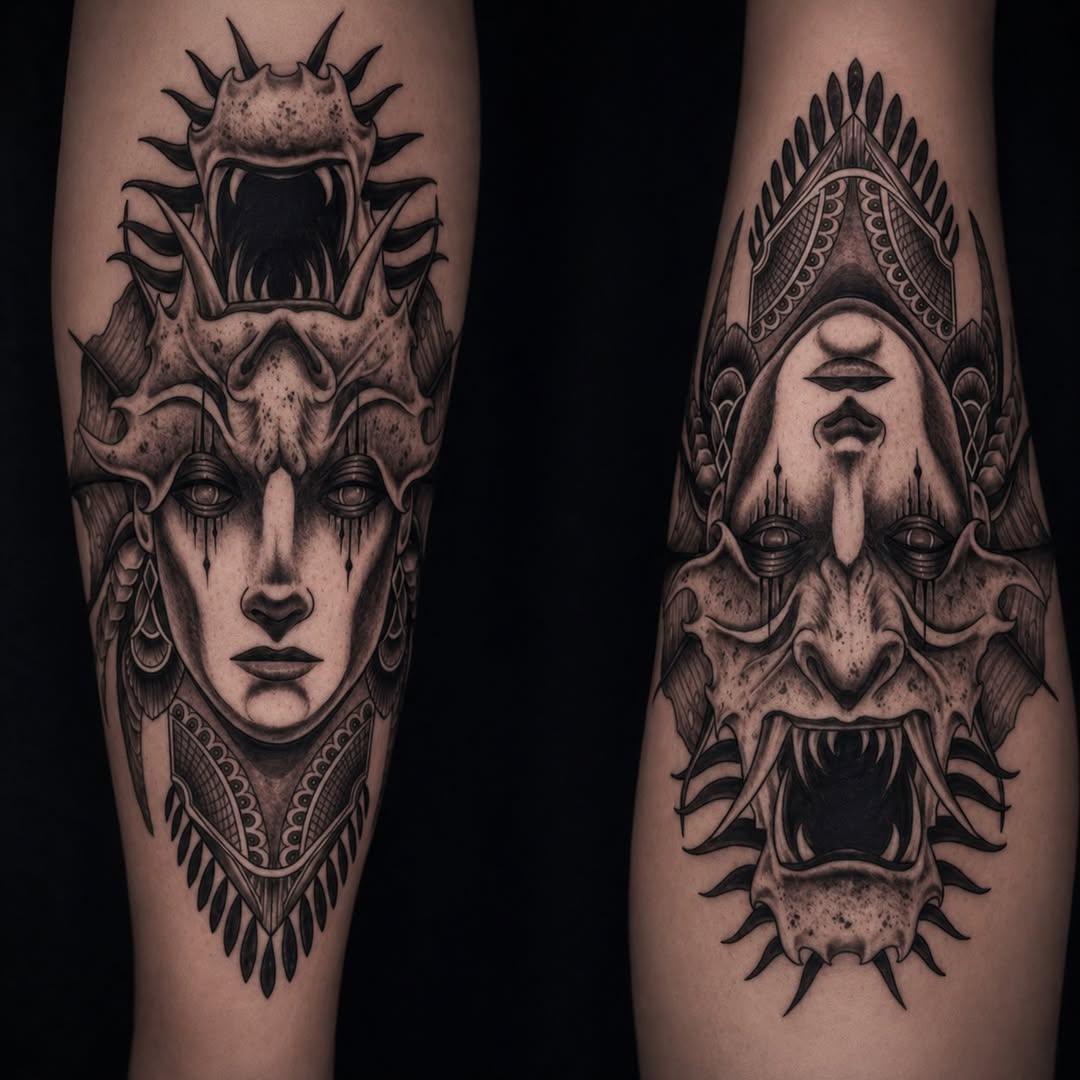 Tatouage flash blackwork dark — sebotis