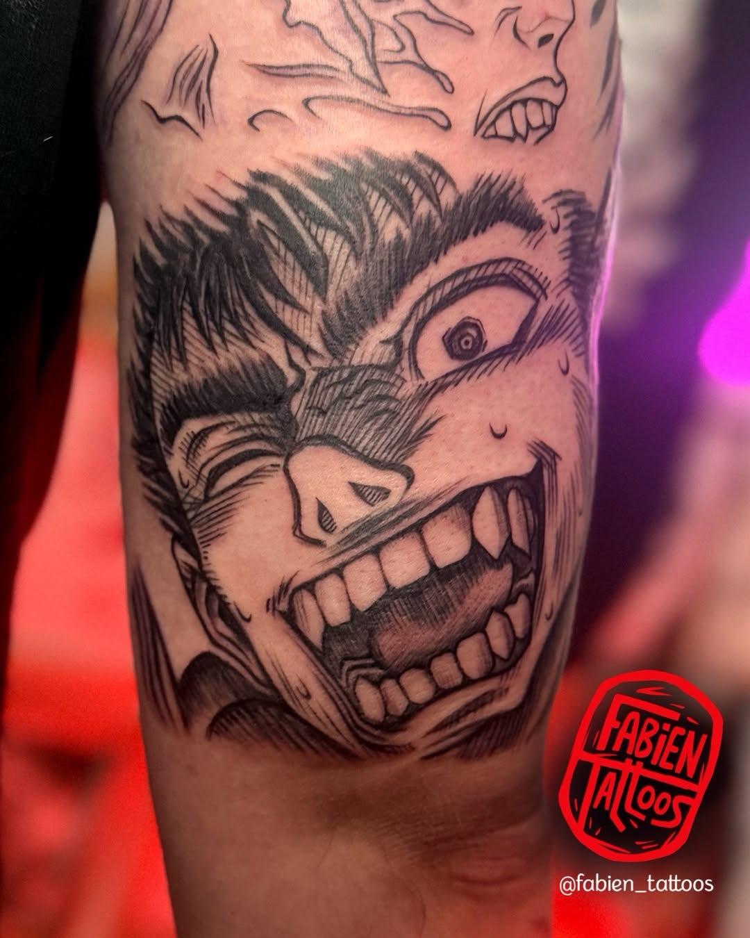 Tatouage Guts Berserk manga black & grey — fabien_tattoos