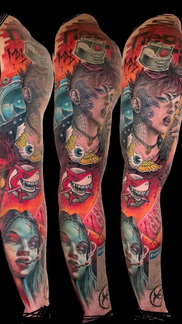 Tatouage manche new school couleur — dimitrihk