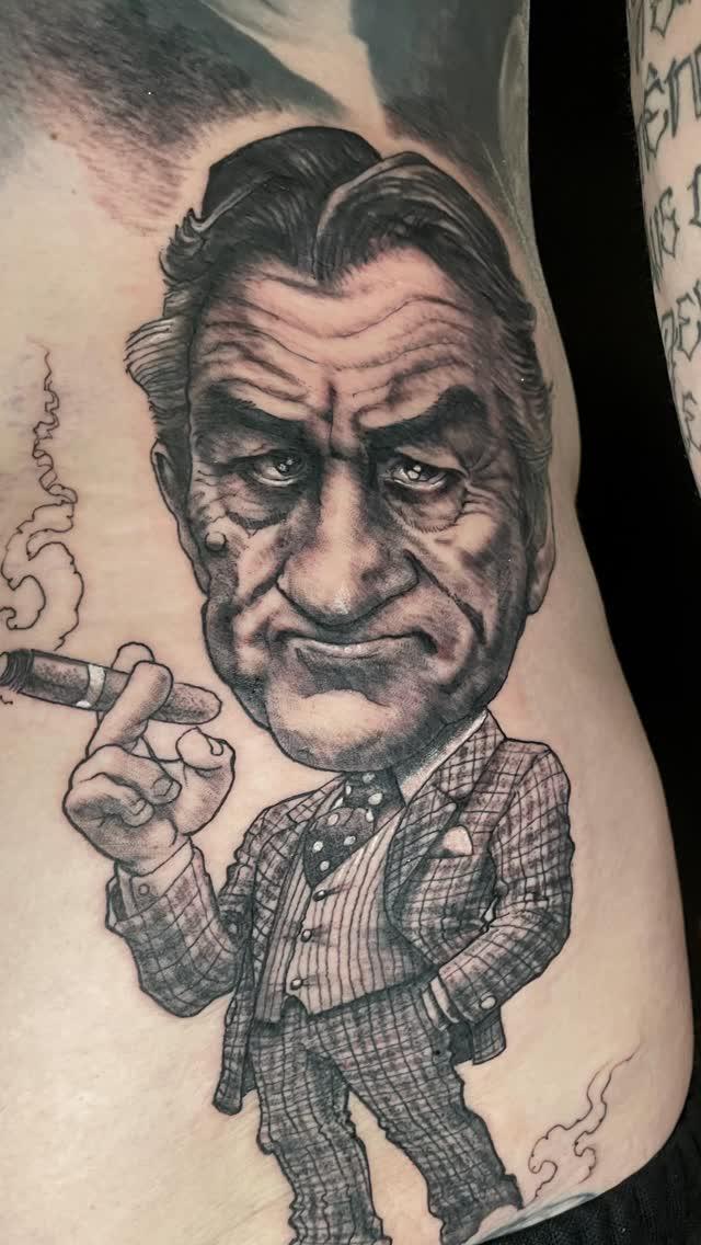Tatouage portrait De Niro cartoon black & grey — dimitrihk