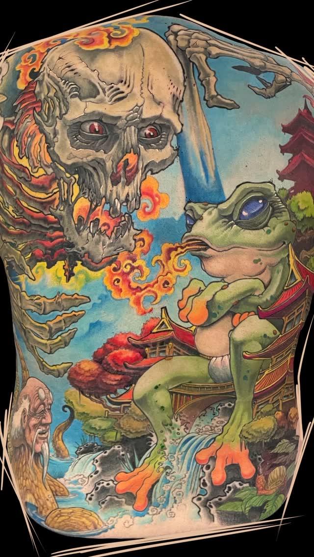 Tatouage backpiece yokai japonais couleur — dimitrihk